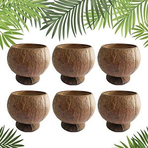 lot 25723 image: Natural Coconut Shell Cups, 12oz Hawaiian Theme Luau Party Cups Supplies,6 Pack