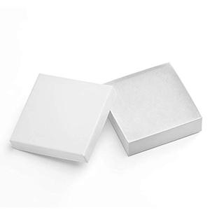 lot 25725 image: Mesha 96-Pack 3.5X3.5X1 Inch Cardboard Jewelry Boxes, Thick Paper Box Bulk for Jewelry Gift PackagingShipping, Bracelet Gift Case with Cotton Filled and Lids -White