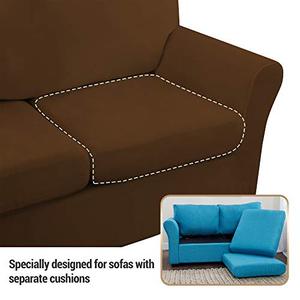 lot 25731 image: FINERFIBER Velvet High Stretch 4 Piece Sofa Slipcover  Thick Couch Cover for Pets  Couch Covers for 3 Cushion Couch  Furniture Protector for 3 Separate Cushion Couch Machine Washable (Sofa,Black)