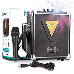 lot 25755 image: HIKEP Portable Bluetooth Karaoke Machine with USB Disco Lights, Wireless PA Speaker System with Microphone for Kids & Adults Party Halloween Christmas Gift