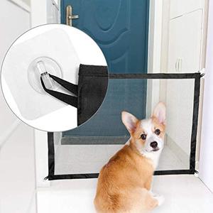 lot 25758 image: EXPAWLORER Dog Safety Magic Gate - Black Mesh Foldable Portable Anywhere Installed Isolation for Small Pets