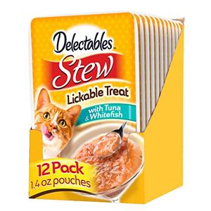 lot 25766 image: Delectables Stew Tuna & Whitefish Lickable Cat Treat, 1.4-oz, case of 12