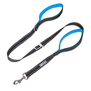 lot 25767 image: PoyPet 5 Feet Dog Leash - 3M Reflective - 2 Cushioned Handles - Functional Car Seat Belt(Blue)