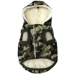lot 25769 image: Vecomfy Fleece and Cotton Lining Extra Warm Dog Hoodie in Winter for Small Dogs Jacket Puppy Coats with Hooded,Green Camo M