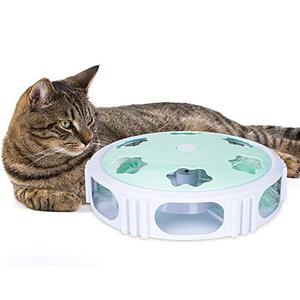 lot 25783 image: DELOMO Interactive Cat Toy, Automatic Teaser Cat Toy for Your Cat Training, Cat Squeaky Mouse Toy with Feather Bell and LED Light Stimulate Cats Hunting Instinct, Green