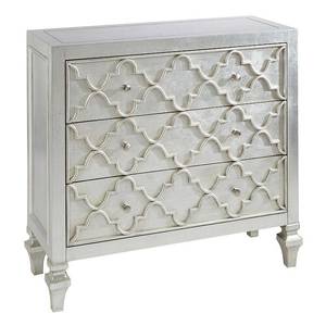 lot 22303 image: Madison Park Greyson Antique Silver 3-Drawer Chest- Retail$425.49