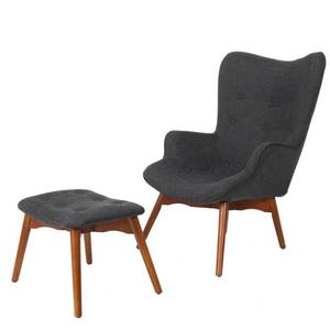 lot 22304 image: Hariata Mid-Century Modern Wingback Fabric Chair and Ottoman Set by Christopher Knight Home- Retail$355.49