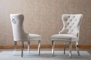 lot 22305 image: Best Quality Furniture Button Tufted Velvet Dining Chair- Retail$587.99