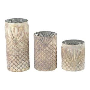 lot 22315 image: Decmode Coastal 7, 10 And 13 Inch Cylindrical Glass Candle Holders - Set of 3