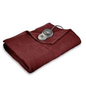 lot 22317 image: Sunbeam Electric Heated Fleece Channeled Blanket, Twin, Red