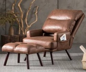 lot 22330 image: Ovios Velvet Recliner Chair with Ottoman- Retail$379.99