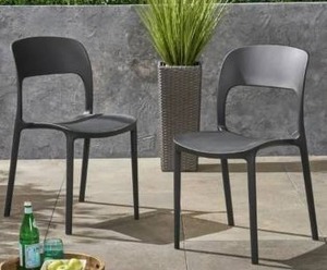lot 22336 image: Katherina Outdoor Plastic Chairs (Set of 2) by Christopher Knight Home