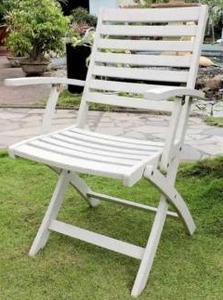 lot 22341 image: Royal Fiji Acacia Folding Dining Chairs (Set of 2) - Antique White