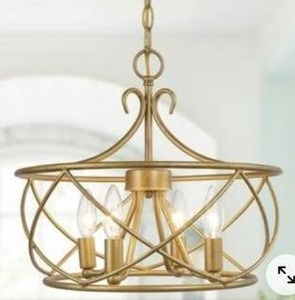 lot 22354 image: copper grove light gold drum chandelier