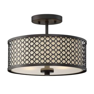 lot 22355 image: Meridian M60016ORB 2 Light Semi Flush - Oil Rubbed Bronze