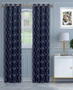 lot 22367 image: Superior Soft Quality Woven, Imperial Trellis Blackout Thermal Grommet Curtain Panel Pair