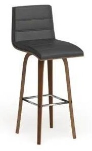 lot 22369 image: Carson Carrington Skara 26-inch Swivel Counter Height Barstool in Walnut Wood Finish with PU Upholstery- Retail$129.99