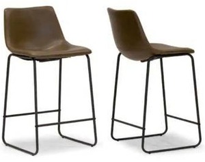 lot 22393 image: Carbon Loft Richard Faux Leather and Iron Counter Stool (Set of 2)- Retail$128.99