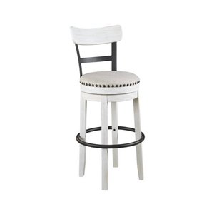 lot 22396 image: Tall Valebeck Upholstered Swivel Barstool White - Signature Design by Ashley