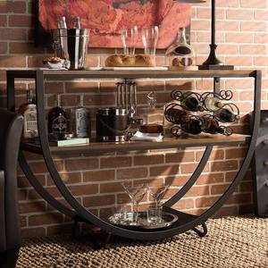 lot 22397 image: Baxton Studio Blakes Rustic Industrial-Style Antique Black Textured Finish Metal Distressed Wood Console Table