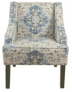 lot 22406 image: Porch & Den Holman Fabric Upholstered Swoop Armchair- Retail$181.99