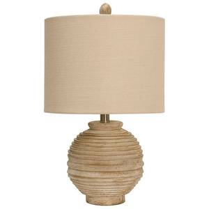 lot 22416 image: StyleCraft Distressed White Table Lamp - White Hardback Fabric Shade