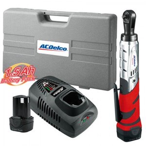 lot 22423 image: ACDelco G12 Cordless 12V Angled 14 Ratchet Wrench 30 ft-lb Torque Tool Set wBatteries, ARW1207- Retail$84.99
