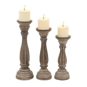 lot 22440 image: Candle Holder Traditional Pillar Shaped Design - Set Of 3