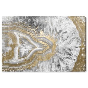 lot 22454 image: Oliver Gal Agate Geode Crystal Abstract Wall Art Canvas Print - Gold, White- Retail$278.49