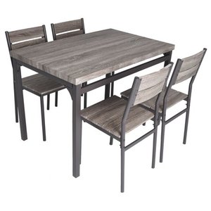 lot 22459 image: Zenvida 5 Piece Dining Set Rustic Grey Wooden Kitchen Table and 4 Chairs