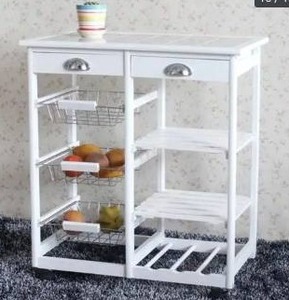 lot 22464 image: Carson Carrington Dalur Rolling Wooden Trolley Kitchen Cart wdrawers- Retail$78.98