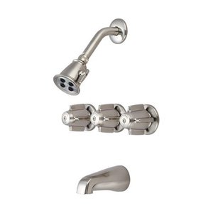 lot 22473 image: Central Brass Triple Dual Function Tub and Shower Faucet with Trim