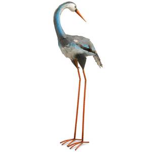 lot 22475 image: National Tree Company Garden Accents Blue Metal Crane Statue (39 in.)