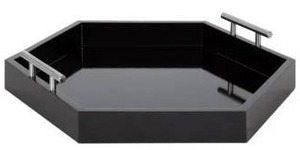 lot 22490 image: Kate and Laurel Lipton Hexagon Decorative Tray with Metal Handles