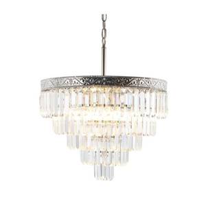 lot 22495 image: Wyatt 20 4-Light Crystal LED Chandelier, Polished Nickel Clear