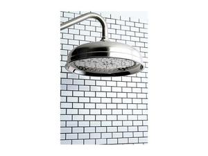 lot 22505 image: Kingston Brass K125A8 Victorian Raindrop Shower Head, 10-Inch, Satin Nickel with ceiling support bar