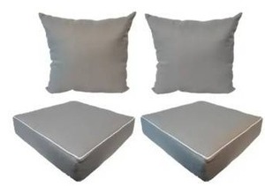 lot 22506 image: Suntastic Indoor Outdoor Grey Textured Seat Cushions and Pillows (Set of 4)- Retail$77.98