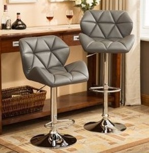 lot 22514 image: Roundhill Furniture Glasgow Contemporary Tufted Adjustable Height Hydraulic Bar Stools, Set of 4 Gray