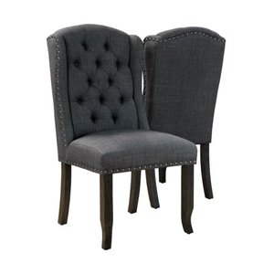 lot 22520 image: Furniture of America Tays Rustic Linen Fabric Dining Chairs (Set of 2) - Retail$394.99
