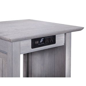 lot 22522 image: Atlantic Furniture Nantucket End Table with Charging Station in Driftwood-FinishDriftwood Grey,Item Package Quantity1