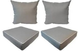 lot 22532 image: Suntastic Indoor Outdoor Grey Textured Seat Cushions and Pillows (Set of 4)- Retail$77.98