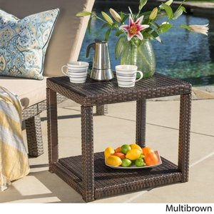 lot 22545 image: Boracay Outdoor Square Wicker Accent Table by Christopher Knight Home- Retail$89.98