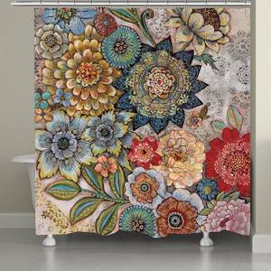lot 22551 image: Laural Home Boho Bouquet Shower Curtain Bedding