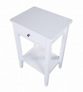 lot 22497 image: White- Porch & Den Clarkson 2-Tier Sofa Side End Table Nightstand w Drawer