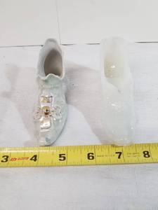 lot 2018 image: Lot of Two Small Glass Slippers.