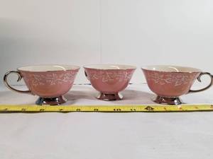 lot 2027 image: Lot of Three Flintridge China Tea Cups. Made in California.