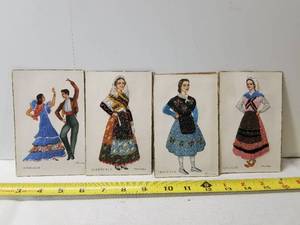 lot 2046 image: Lot of Four Unique Stitched Post Cards from Spain.