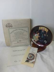 lot 3035 image: 1988 Edwin M Knowles China Company Tender Loving Care by Normal Rockwell Porcelain Decorative Plate with Box and Certificate of Authenticity