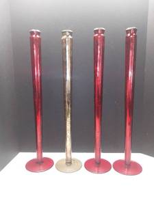 lot 3529 image: Lot of Four 22 Inch Glass Candle Holders