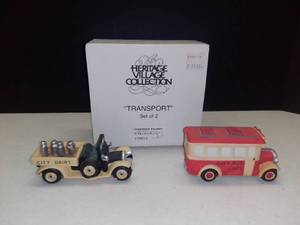lot 3531 image: Dept. 56 Heritage Village Collection. Transport Bus and Dairy Truck